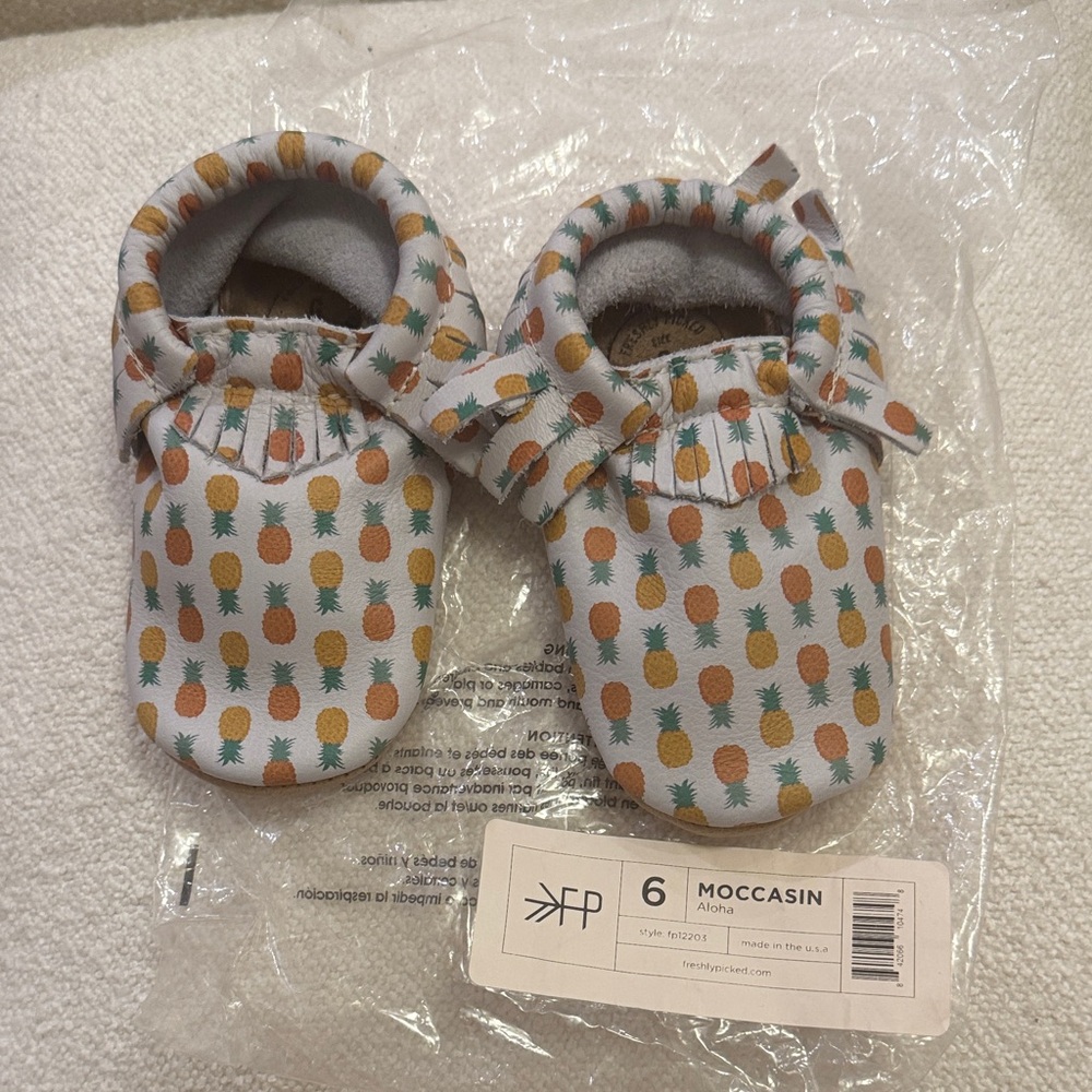 Freshly Picked White and Orange Pineapple Moccasins